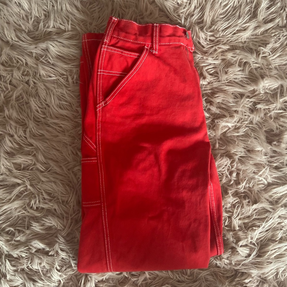 red brandy melville carpenter painter pants